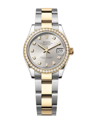 Rolex Datejust 31 Oyster Perpetual Oystersteel and yellow gold silver, diamond-set dial Oyster band Reference 278383RBR