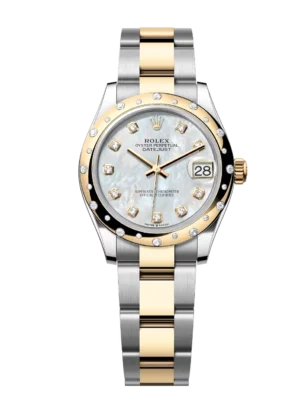 Rolex Datejust 31 Oyster Perpetual Oystersteel and yellow gold white mother-of-pearl, diamond-set dial Oyster band Reference 278343RBR