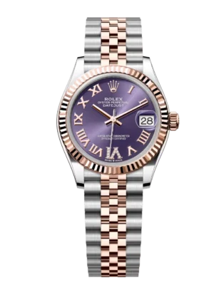 Rolex Datejust 31 Oyster Perpetual Oystersteel Everose gold aubergine, diamond-set dial Jubilee band Reference 278271