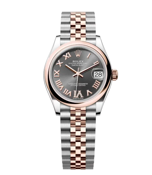 Rolex Datejust 31 Oyster Perpetual Oystersteel Everose gold slate, diamond-set Jubilee band Reference 278241