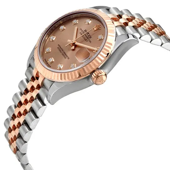 Rolex Datejust 31 Oyster Perpetual Oystersteel and Everose gold chocolate, diamond-set dial Jubilee band Reference 278271