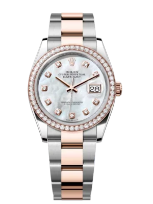 Rolex Datejust 31 Oyster Perpetual Oystersteel and Everose gold white mother-of-pearl, diamond-set dial Oyster band Reference 278381RBR