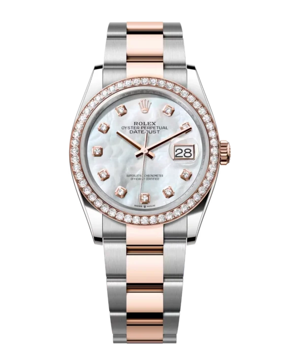 Rolex Datejust 31 Oyster Perpetual Oystersteel and Everose gold white mother-of-pearl, diamond-set dial Oyster band Reference 278381RBR
