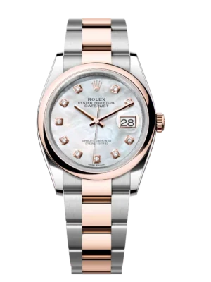 Rolex Datejust 31 Oyster Perpetual Oystersteel and Everose gold white mother-of-pearl, diamond-set dial Oyster band Reference 278241