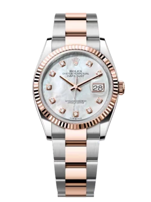 Rolex Datejust 31 Oyster Perpetual Oystersteel and Everose gold white mother-of-pearl, diamond-set dial Oyster band Reference 278271
