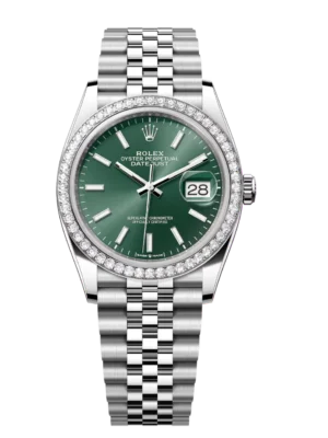 Rolex Datejust 31 Oyster Perpetual Oystersteel and white gold mint green dial Jubilee band Reference 278384RBR