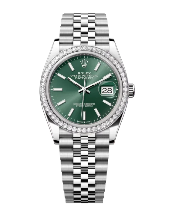Rolex Datejust 31 Oyster Perpetual Oystersteel and white gold mint green dial Jubilee band Reference 278384RBR