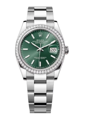 Rolex Datejust 31 Oyster Perpetual Oystersteel and white gold mint green dial Oyster band Reference 278384RBR