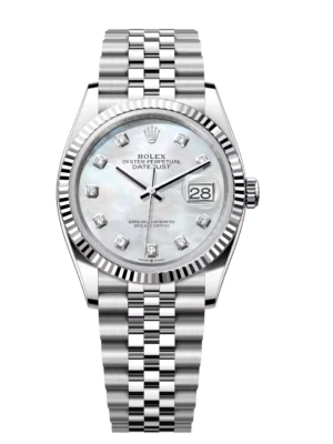 Rolex Datejust 31 Oyster Perpetual Oystersteel and white gold white mother-of-pearl, diamond-set dial Jubilee band Reference 278274