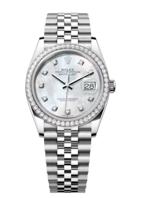 Rolex Datejust 31 Oyster Perpetual Oystersteel and white gold white mother-of-pearl, diamond-set dial Jubilee band Reference 278384RBR