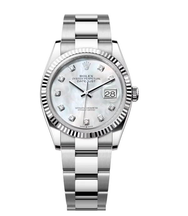 Rolex Datejust 31 Oyster Perpetual Oystersteel and white gold white mother-of-pearl, diamond-set dial Oyster band Reference 278274