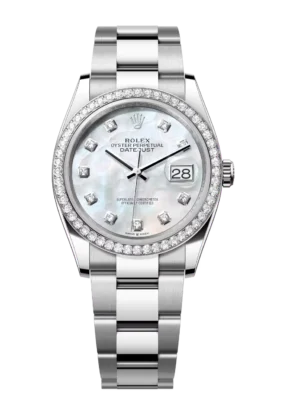 Rolex Datejust 31 Oyster Perpetual Oystersteel and white gold white mother-of-pearl, diamond-set dial Oyster band Reference 278384RBR