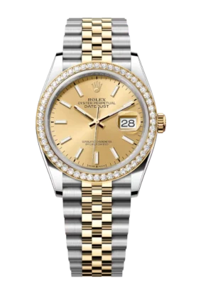 Rolex Datejust 31 Oyster Perpetual Oystersteel and yellow gold champagne-colour dial Jubilee band Reference 278383RBR