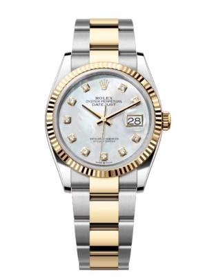 Rolex Datejust 31 Oyster Perpetual Oystersteel and yellow gold white mother-of-pearl, diamond-set dial Oyster band Reference 278273