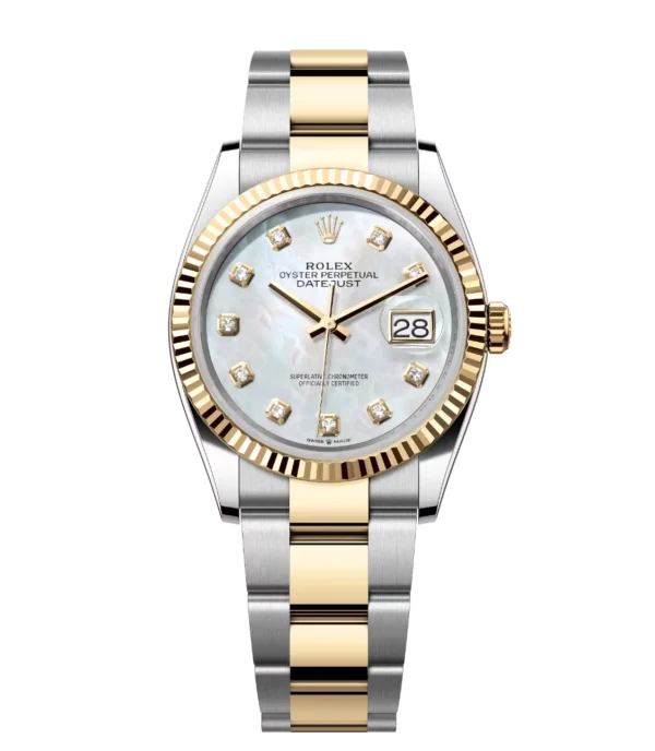 Rolex Datejust 31 Oyster Perpetual Oystersteel and yellow gold white mother-of-pearl, diamond-set dial Oyster band Reference 278273