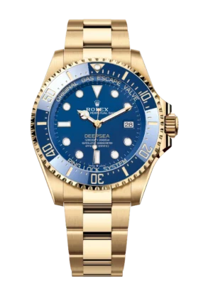 Rolex Deepsea 44 Oyster Perpetual 18 ct yellow gold Cerachrom bezel insert in blue ceramic Oyster band Reference 136668LB