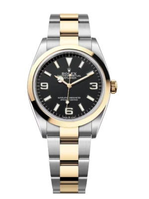Rolex Explorer 36 Oyster Perpetual Oystersteel and yellow gold distinctive black dial Oyster band Reference 124273