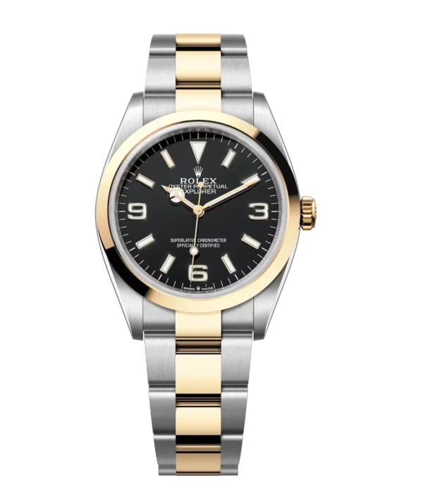 Rolex Explorer 36 Oyster Perpetual Oystersteel and yellow gold distinctive black dial Oyster band Reference 124273