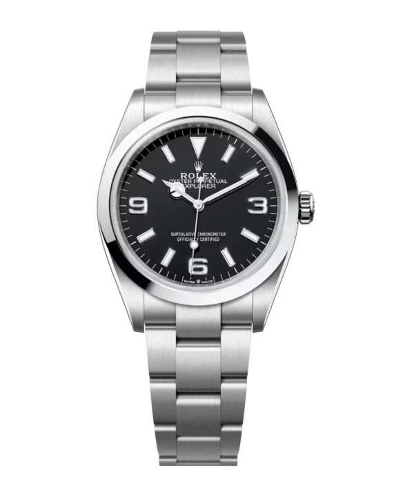 Rolex Explorer 36 Oyster Perpetual Oystersteel distinctive black dial Oyster band Reference 124270