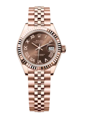 Rolex Lady-Datejust 28 Oyster Perpetual 18 ct Everose gold chocolate dial Jubilee band Reference 279175