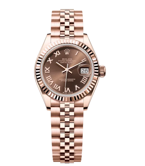 Rolex Lady-Datejust 28 Oyster Perpetual 18 ct Everose gold chocolate dial Jubilee band Reference 279175