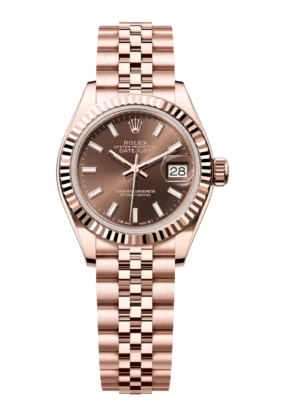 Rolex Lady-Datejust 28 Oyster Perpetual 18 ct Everose gold chocolate dial Jubilee band Reference 279175