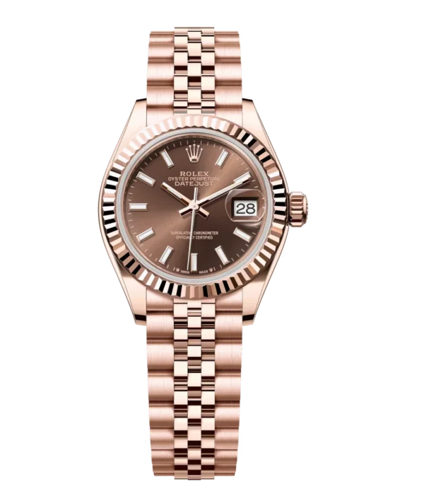 Rolex Lady-Datejust 28 Oyster Perpetual 18 ct Everose gold chocolate dial Jubilee band Reference 279175