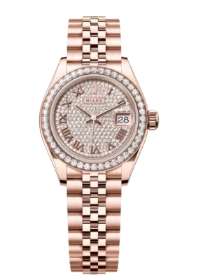 Rolex Lady-Datejust 28 Oyster Perpetual 18 ct Everose gold diamond-paved dial Jubilee band Reference 279135RBR