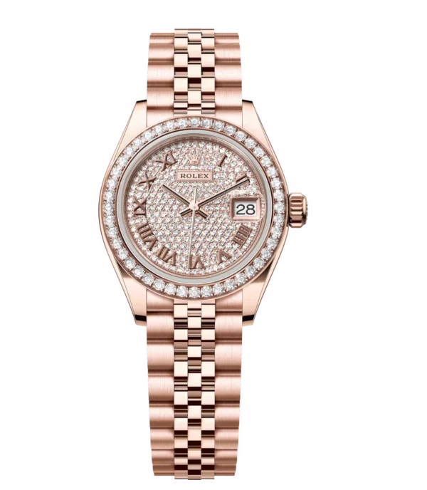 Rolex Lady-Datejust 28 Oyster Perpetual 18 ct Everose gold diamond-paved dial Jubilee band Reference 279135RBR