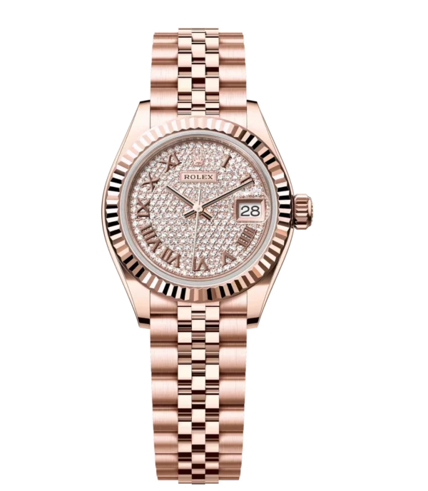 Rolex Lady-Datejust 28 Oyster Perpetual 18 ct Everose gold diamond-paved dial Jubilee band Reference 279175