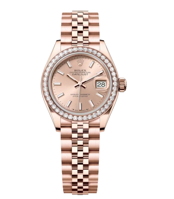 Rolex Lady-Datejust 28 Oyster Perpetual 18 ct Everose gold rosé-colour dial Jubilee band Reference 279135RBR