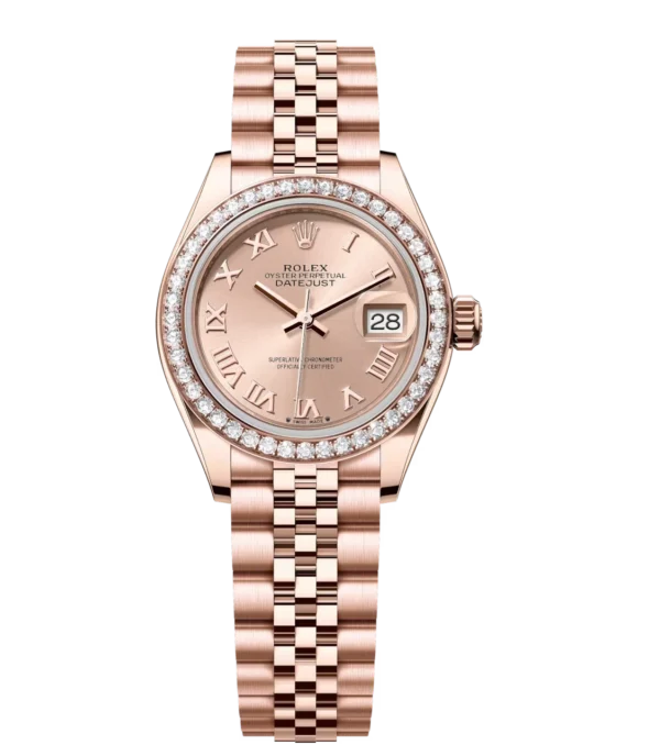 Rolex Lady-Datejust 28 Oyster Perpetual 18 ct Everose gold rosé-colour dial Jubilee band Reference 279135RBR