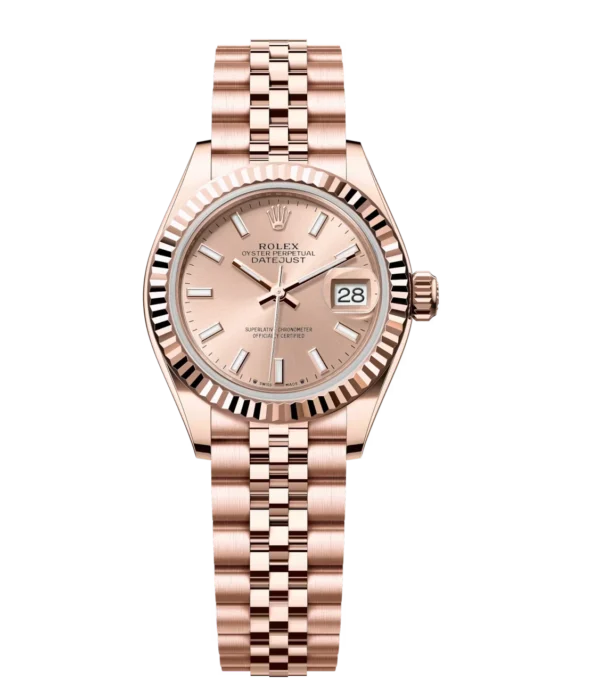 Rolex Lady-Datejust 28 Oyster Perpetual 18 ct Everose gold rosé-colour dial Jubilee band Reference 279175
