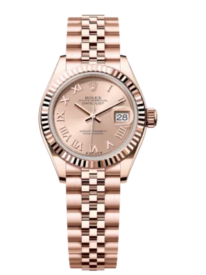 Rolex Lady-Datejust 28 Oyster Perpetual 18 ct Everose gold rosé-colour dial Jubilee band Reference 279175