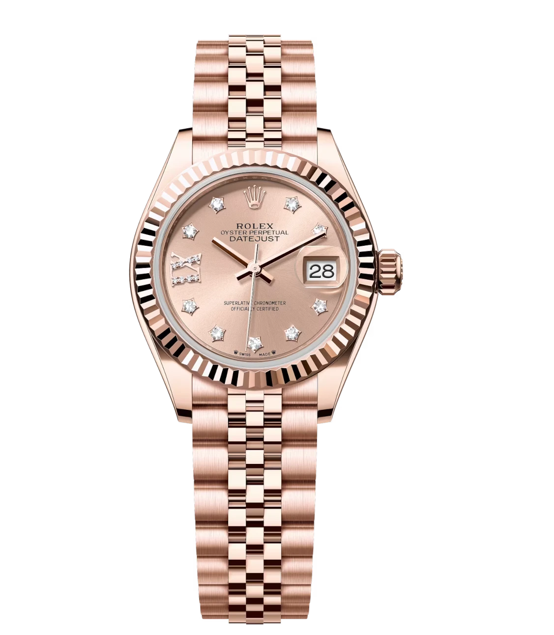 Rolex Lady-Datejust 28 Oyster Perpetual 18 ct Everose gold rosé colour ...