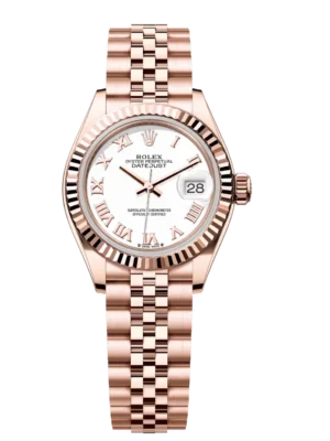 Rolex Lady-Datejust 28 Oyster Perpetual 18 ct Everose gold white dial Jubilee band Reference 279175