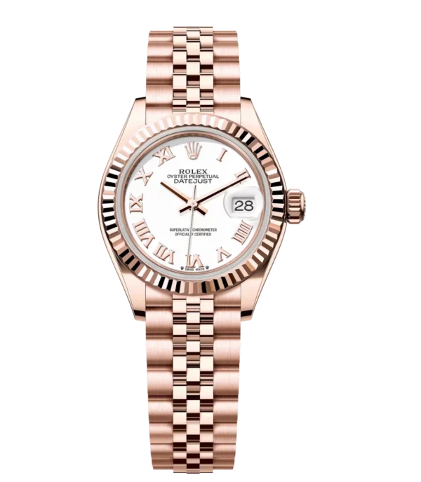 Rolex Lady-Datejust 28 Oyster Perpetual 18 ct Everose gold white dial Jubilee band Reference 279175