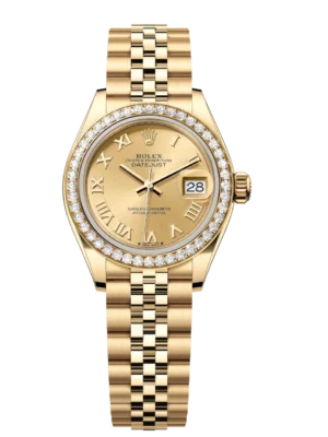 Rolex Lady-Datejust 28 Oyster Perpetual 18 ct yellow gold champagne-colour dial Jubilee band Reference 279138RBR