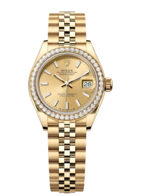 Rolex Lady-Datejust 28 Oyster Perpetual 18 ct yellow gold champagne-colour dial Jubilee band Reference 279138RBR