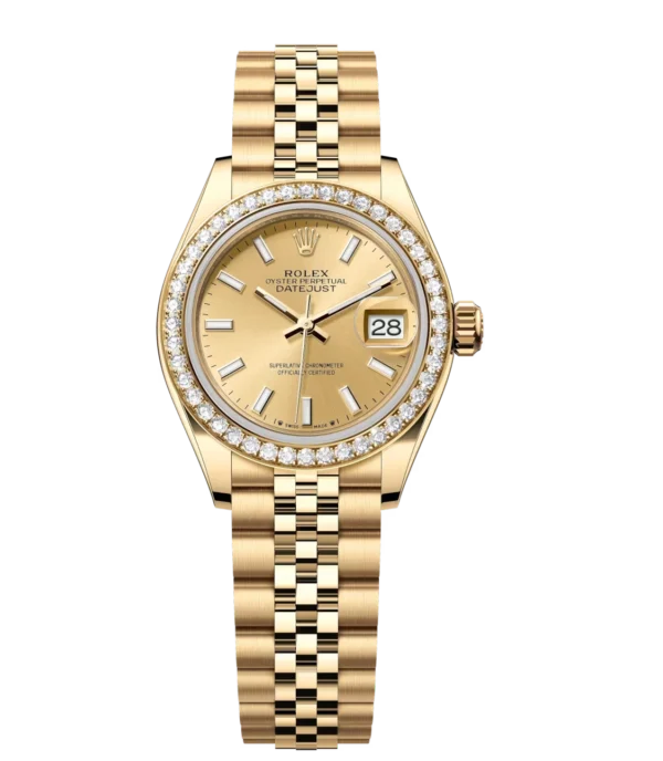 Rolex Lady-Datejust 28 Oyster Perpetual 18 ct yellow gold champagne-colour dial Jubilee band Reference 279138RBR