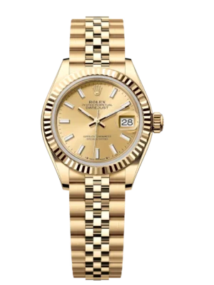 Rolex Lady-Datejust 28 Oyster Perpetual 18 ct yellow gold champagne colour dial Jubilee band Reference 279178