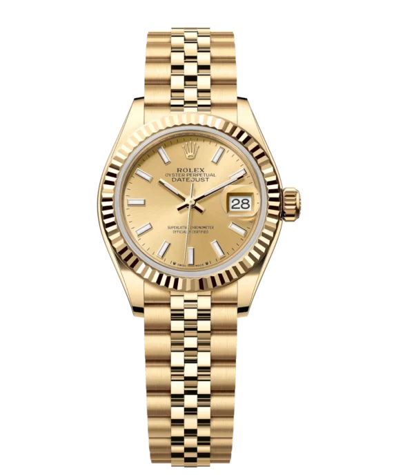 Rolex Lady-Datejust 28 Oyster Perpetual 18 ct yellow gold champagne colour dial Jubilee band Reference 279178