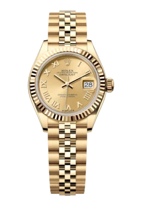Rolex Lady-Datejust 28 Oyster Perpetual 18 ct yellow gold champagne-colour dial Jubilee band Reference 279178