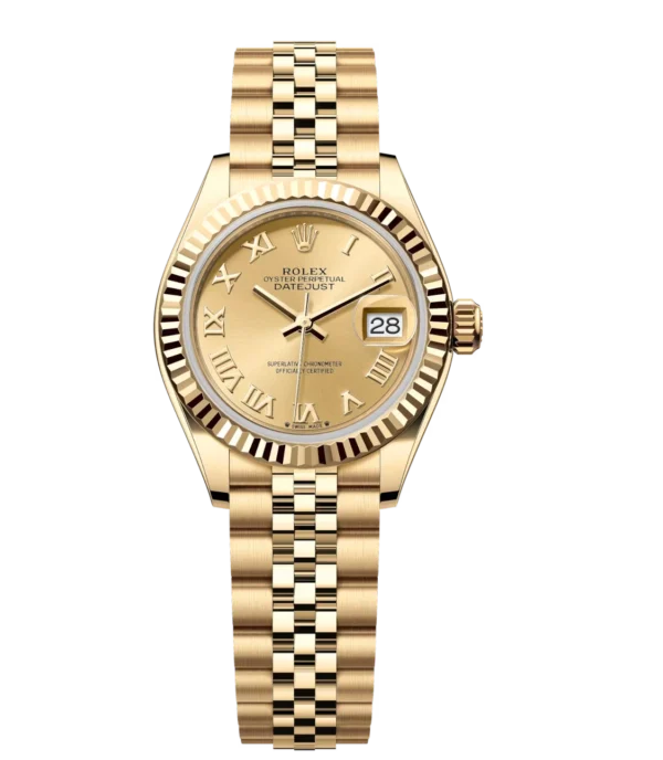 Rolex Lady-Datejust 28 Oyster Perpetual 18 ct yellow gold champagne-colour dial Jubilee band Reference 279178