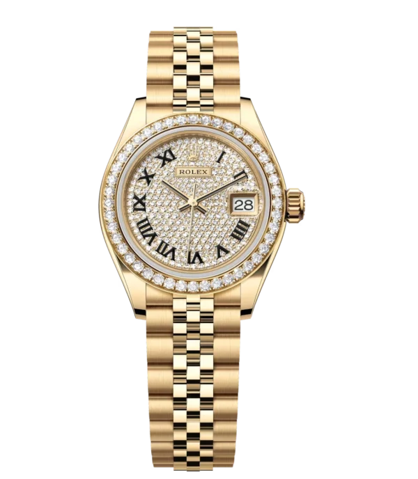 Rolex Lady-Datejust 28 Oyster Perpetual 18 ct yellow gold diamond-paved dial Jubilee band Reference 279138RBR