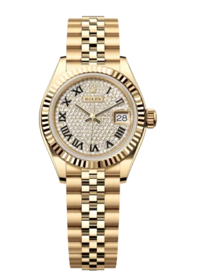 Rolex Lady-Datejust 28 Oyster Perpetual 18 ct yellow gold diamond-paved dial Jubilee band Reference 279178