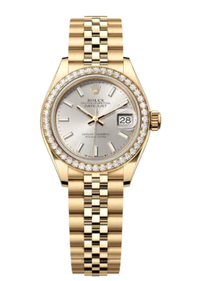Rolex Lady-Datejust 28 Oyster Perpetual 18 ct yellow gold silver dial Jubilee band Reference 279138RBR
