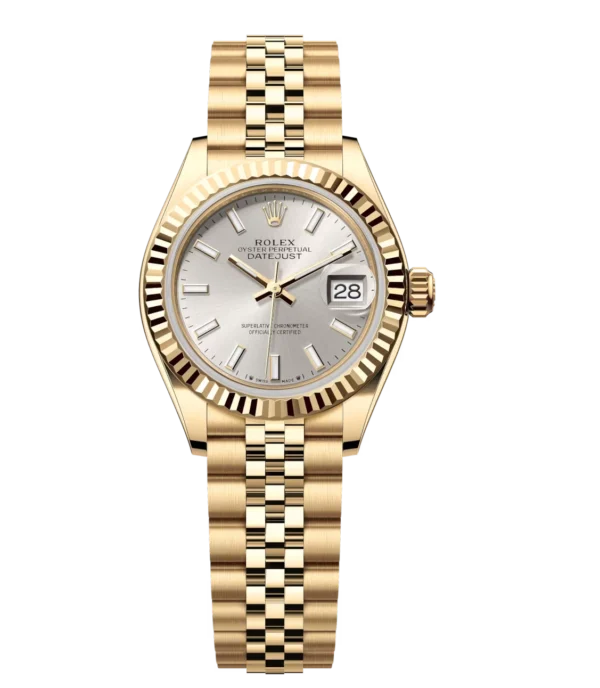 Rolex Lady-Datejust 28 Oyster Perpetual 18 ct yellow gold silver dial Jubilee band Reference 279178