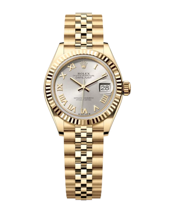 Rolex Lady-Datejust 28 Oyster Perpetual 18 ct yellow gold silver dial Jubilee band Reference 279178