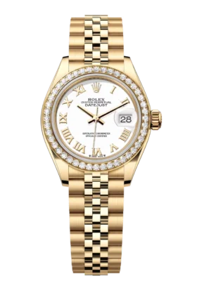 Rolex Lady-Datejust 28 Oyster Perpetual 18 ct yellow gold white dial Jubilee band Reference 279138RBR